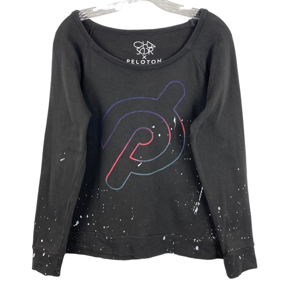 Peloton X Chaser Splatter Crew Sweatshirt black size Medium - Picture 2 of 5